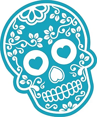 Blue Mexican Day Of The Dead Sugar Skull & Diamond Motif Car Sticker Decal  (C • £2.83