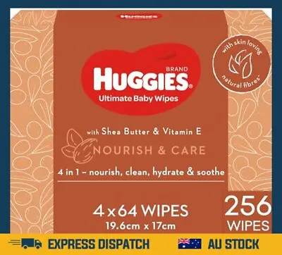 $27.99 • Buy Huggies Ultimate Nourish & Care Baby Wipes 256 Wipes 4x64pk AU