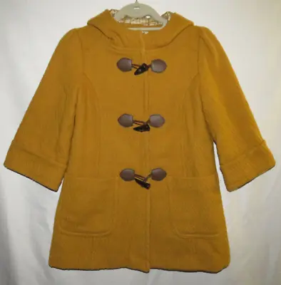 Women's Small Forever21 Mustard Yellow Wool Blend 3/4 Sleeve Retro Toggle Coat • $25