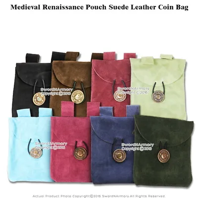 Medieval Renaissance Pouch Genuine Suede Leather Coin Bag LARP Cosplay • $15.98