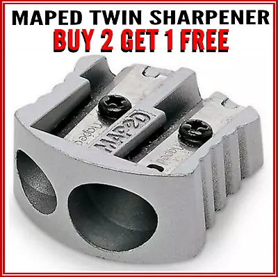 2 Hole Metal Quality Pencil Sharpener  MAPED SUPER DEAL BUY 2 GET 1 EXTRA FREE ! • £2.90