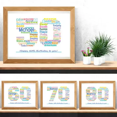 Personalised 5060708090any Age Birthday Gift Dad Mum Grandma Grandpa Friend • £5.69