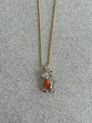 KJL Kenneth Jay Lane  Monkey Pendant & Chain Coral Belly Chimp • $49.99