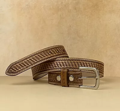 Handmade Men's Western Belt Genuine Full Grain Leather Strap  Removable Buckle • $16.99