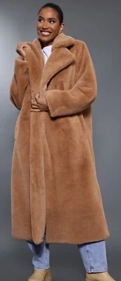 £35 • Buy Camel Maxi Faux Fur Coat Plt