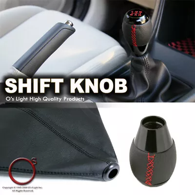 $13.50 • Buy 5-Speed Manual Transmission Shift Knob Boot Cover Combo Leather Black Gear Lever