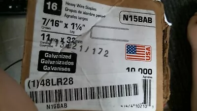 Senco N15BAB Box Of 10000 16 Gauge 1-1/4  X 7/16  Galvanized Staples *OPEN BOX* • $40