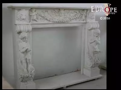 Beautiful Hand Carved Victorian Style Solid Marble Fireplace Mantel - Lst33 • $4500