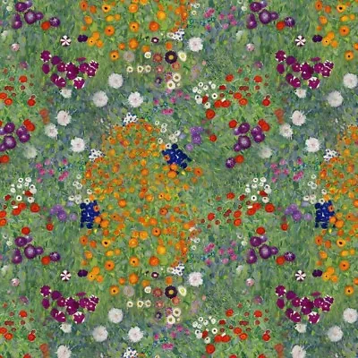 100% Cotton Digital Fabric Floral Flower Garden Painting 140cm Wide • £4.25
