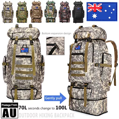 Military Tactical Rucksack Backpack Hiking Camping Outdoor Bag 70L/80L/100/120L • $44.95