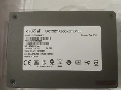 MICRON Crucial M4 (FCCT256M4SSD1) 256GB SATA SSD 6Gb/s Factory Reconditioned • $29