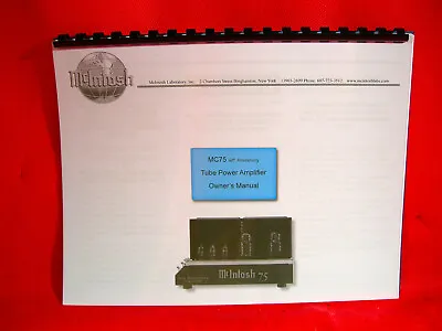 One Brand New Copy Of Mcintosh Mc75 Tube Power Amplifier Owner’s Manual  • $26.95