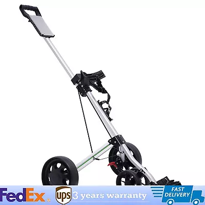 3-Wheel Golf Push Cart Lightweight Push Pull Golf Cart Trolley Sturdy Foldable • $66.74