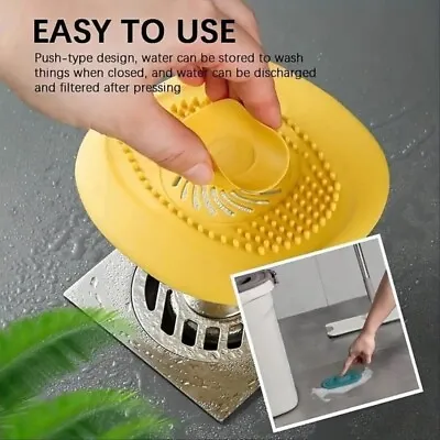 Hair Trap Shower Bath Plug Hole Waste Catcher Stopper Drain Sink Filter - Yellow • £3.98