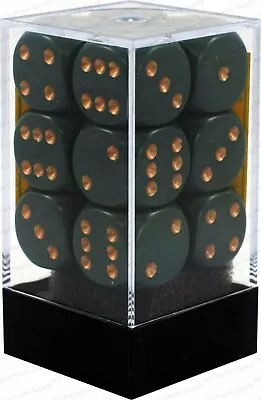 Chessex Opaque Dusty Green With Copper 12 Dice Set - 6 Sided 16mm D6 Dice Block • $3.99