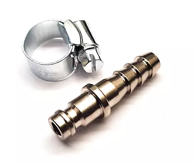 8mm Hosetail Quick Release Gas Hose Connector + Clip - For BBQ Caravan Motorhome • £5.85