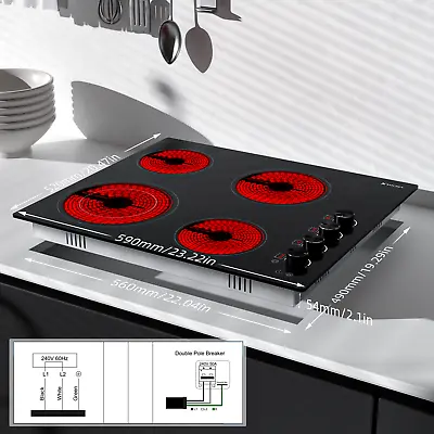 Electric Cooktop 4 Burner Electric Stove Top Rotary Konb Control/9 Heat Setting • $145.08