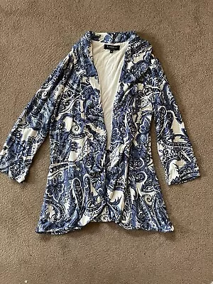 Ladies Cerulean Jersey Swing Jacket Blue/White Paisley Small • £5