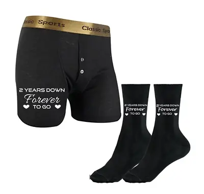 Wedding Anniversary Years Down Forever To Go Mens Socks Boxers Gift Groom • £5.95