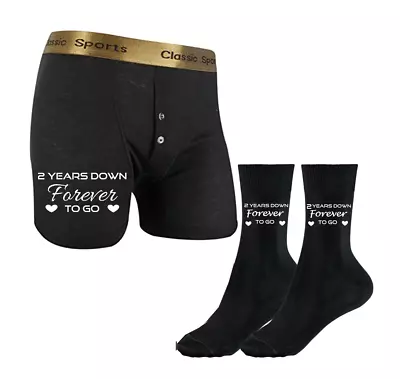 Wedding Anniversary Years Down Forever To Go Mens Socks Boxers Gift Groom • £9.95