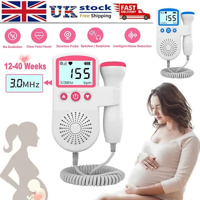 Ultrasonic Fetal Doppler Detector Baby Heart Beat Rate Probe Prenatal Monitor • £15.26