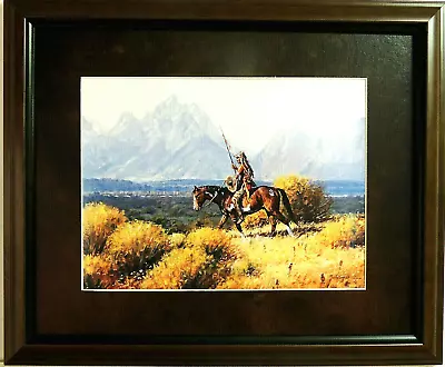 American Indian Picture Horse  Stray Wolf  Martin Grelle Matted Framed 16x13 • $62.95