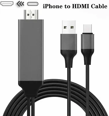8 Pin To HDMI Cable HD TV Adapter Lead 2M For IPhone 13 12 11 Pro XR XS Max 8 7 • £7.99