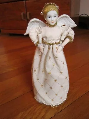 Vtg Angel Tree Topper Christmas Decoration 1970s White Gold Lights NOT WORKING • $24.95