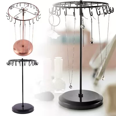  360 Rotating Metal Rack Display Stand Jewelry Necklace Holder 23 Hooks Durable • £6.69