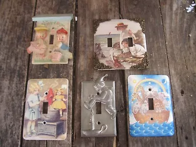 Five Decorative Light Switch Wall Plate Covers For Kid's Rooms Metal & Wood • $25