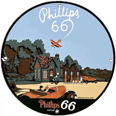 Vintage Phillips 66 Gasoline Porcelain Sign Dealership Gas Station Motor Oil • $130.38