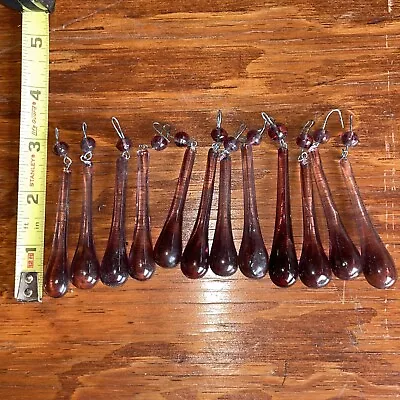 $24.99 • Buy 12 Purple Amethyst Glass Crystal  Tear Drop SHAPE Prisms Lamp Chandelier 3''