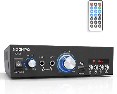 NEOHIPO Bluetooth Audio Amplifier 2.0 Channel Hi-Fi Karaoke Amp 300W Peak Po... • £49.19