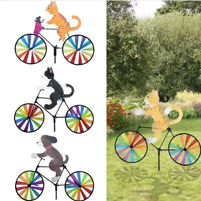 Wind Spinner Windmill Rainbow Cat Dog Animal  Bicycle Outdoor Garden Lawn Orname • £13.99