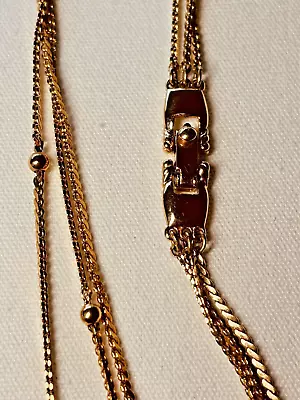 Vintage Monet 3 Strand Cascading Choker 16” Necklace Gold Tone • $12.95