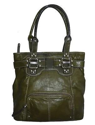 B. Makowsky Leather Womens LargeTote Handbag Shoulder Bag Purse Army Green • $55.16