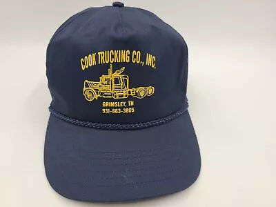 Vintage Cook Trucking Co Inc Grimsley Tennessee Rope Snapback Hat Cap Men Blue • $14.99