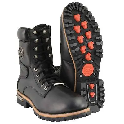 Milwaukee Leather  Men's Lace To Toe Biker Boots W/ Side Zipper Closure*MBM9095W • $134.99
