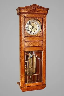 Antique Vienna Regulator 2 Weight Art Nouveau Bevel Glass Wall Clock • $850