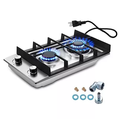 12 Inch Kitchen Gas Cooktop 2-burners Built-in Hob NG/LPG Stainless Steel New • $75.99