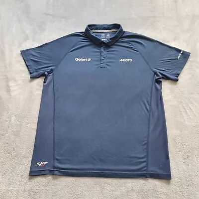 MUSTO Evolution Mens Polo Shirt Short Sleeve Sailing SPF 40 Blue XL Cotton Top • £22