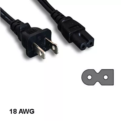 Kentek 6'ft 18 AWG Polarized Power Cord NEMA 1-15P To IEC60320 C7 10A/125V SPT2 • $7