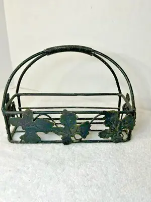 Rustic Metal Wall Hanging Basket With Leaves • $7