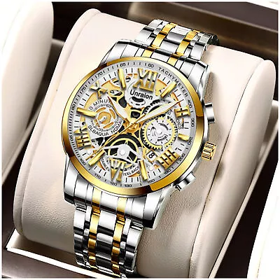 $17.99 • Buy Men Automatic Mechanical Watch Luminous Stainless Steel Date Business Wristwatch