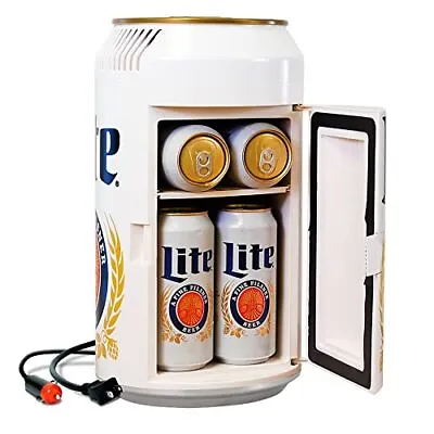 Miller Lite 8 Can Portable Mini Fridge W/ 12V DC And 110V 5.4 Litres White  • $117.83