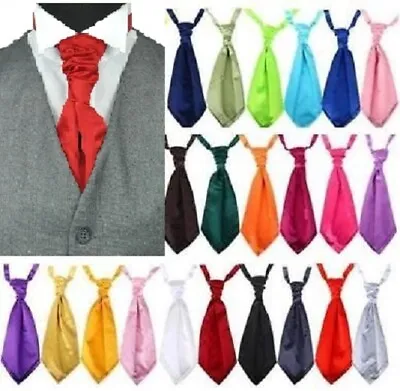 Satin Wedding Ruche Cravat Tie For Adult Kid Children Party Event Prom • £4.95