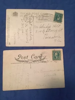 2 Xmas PC TUCKS Mobile ALA 1916 Winstead Conn  1915 • $8