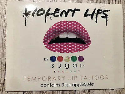 Violent Lips Lip Tattoo Appliques - Sugar Factory Pink With White Hearts • $5