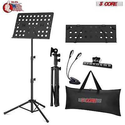 2 IN 1 Dual Use Sheet Music Stand Folding Portable Boom Holder Metal Base Clip • $27.99