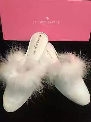 Jacques Levine Slippers With White Maribou • $160